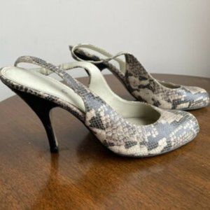 ENZO ANGIOLINI WOMEN'S FAUX SNAKESKIN PLATFORM SLING BACK HEEL SHOES 8.5M